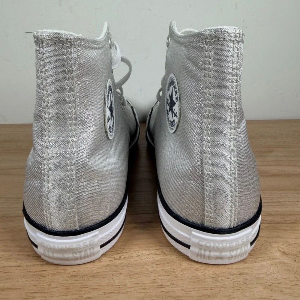 Converse CTAS Hi High Top Kid 7 Silver Chuck Taylor All Star Glitter A17096F